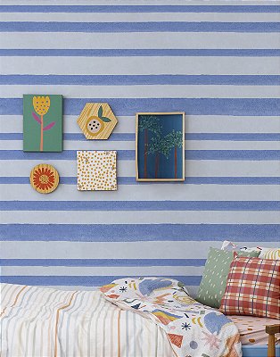 Papel de Parede Listrado Horizontal - Azul