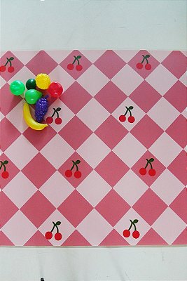 Tapete Playmat Cherry Quadriculado - 1,00x1,20