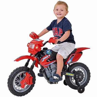 Moto Elétrica Infantil Motocross Vermelha - Homeplay
