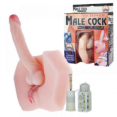 Pênis Realístico e Vagina em CyberSkin - Hermafrodita Male Cock