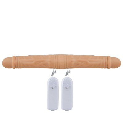 Pênis Realístico Duplo com Vibrador Duas Cabeças 40 cm - Sexy Fantasy