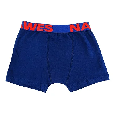 Cueca Boxer Em Cotton Juvenil Elástico Personalizado Nawes - Azul Marinho
