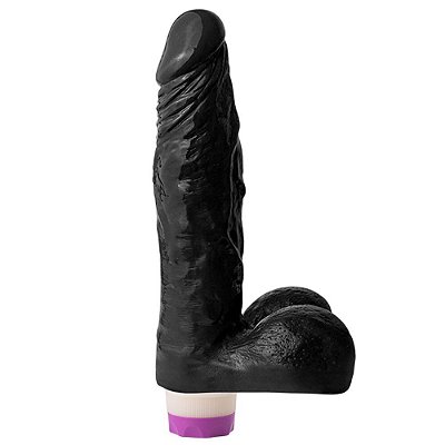 Pênis Vibrador Com Escroto 21,3 X 4,7 Cm Soulsex - Preto