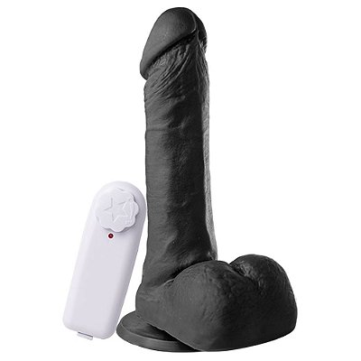 Pênis Com Vibrador Ventosa E Escroto 17,5 X 3,7 Cm Soulsex - Preto