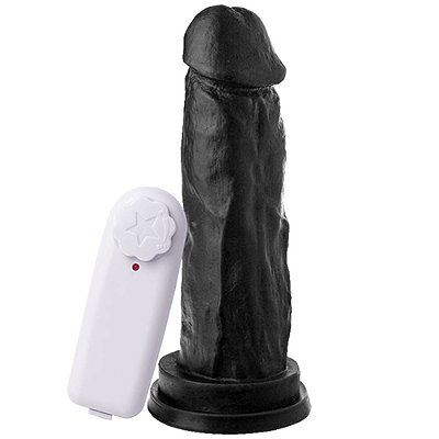 Pênis Com Vibrador E Ventosa 18 X 4,6 Cm Soulsex - Preto