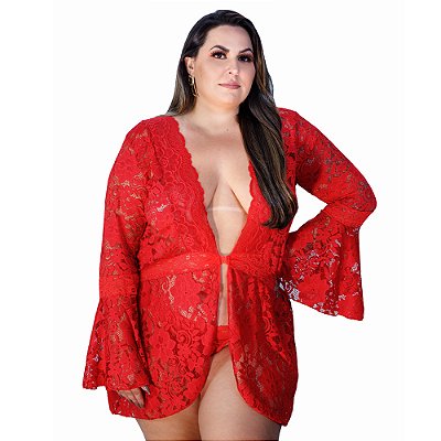Robe Ana Julia Plus Size Pimenta Sexy - Vermelho