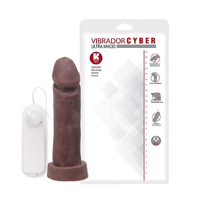 Prótese Em Cyber Com Vibro 17 X 4cm K Gel - Chocolate