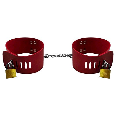 Algema Bracelete Carrara Com Cadeado Dominatrixxx - Vermelho
