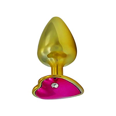 Plug Anal De Metal Dourado Com Pedra De Coração Hard - Rosa