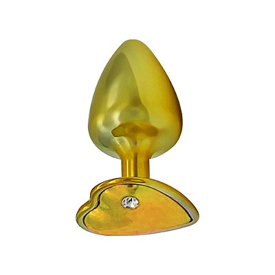 Plug Anal De Metal Dourado Com Pedra De Coração Hard - Dourado