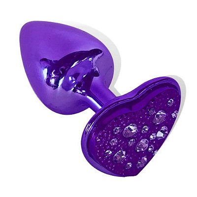 Plug Em Metal Com Pedra De Coração Cravejada Em Strass Hard - Lilas