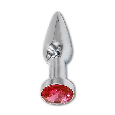 Plug Anal De Aço Com Cristal Brilhante Lf Import - Vermelho