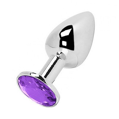 Plug Anal Grande Em Alumínio Com Pedra Vip Mix - Roxo