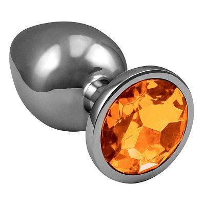 Plug Anal Grande De Aço Inoxidável Cônico Com Cristal Arredondado Lf Import - Dourado