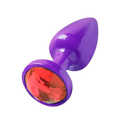 Plug Anal Roxo Com Joia Diversão Ao Cubo - Vermelho