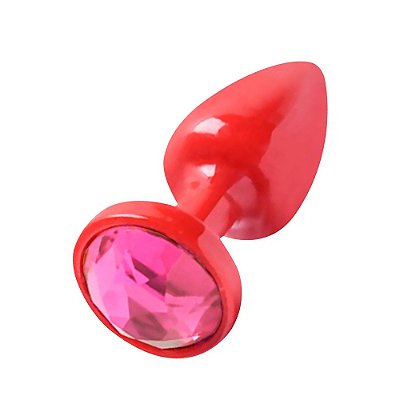 Plug Anal Vermelho Com Joia Diversão Ao Cubo - Rosa