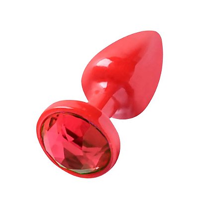 Plug Anal Vermelho Com Joia Diversão Ao Cubo - Vermelho