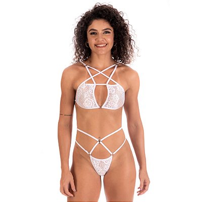 Conjunto Sensual Mini Ana Julia Pimenta Sexy - Branco