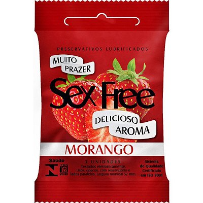 Preservativo Aroma de Morango com 3 Unidades - Sex Free