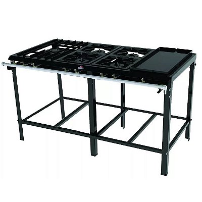 Fogão Industrial 4 Queimadores Simples 1 Queimador Duplo com Chapa PMS-510 FCH Progás