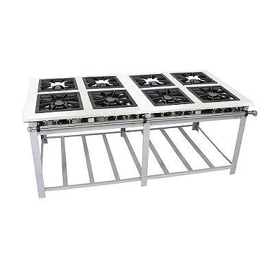 Fogão Industrial Inox 8 Queimadores Duplos MI8 Venâncio