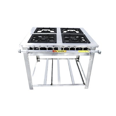 Fogão Industrial Inox 4 Queimadores Duplos GLP MI4 Venâncio