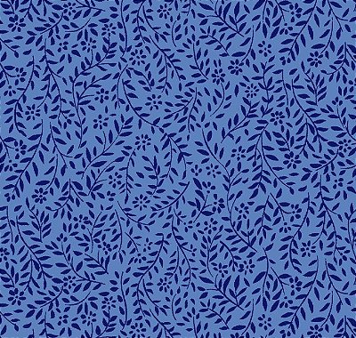 Tricoline folhinhas azul fundo claro 25x150cm - Un