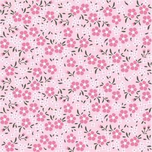 Viés Tijuca estamp. largo 35mm flores fundo rosa - Mt