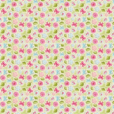 Tricoline digital cookies flores fundo verde 25x150cm - Un