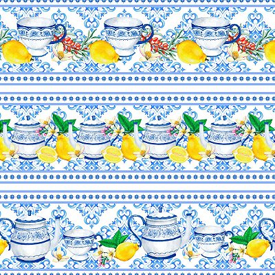 Tricoline digital faixas azulejo português 50x150cm - Un