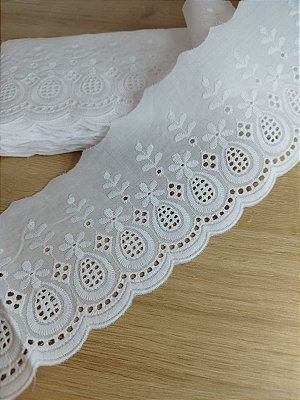 Bordado Inglês 100% algodão 1m x 9cm (12969) branco - Un