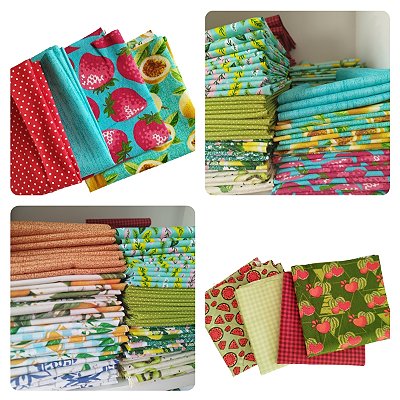 Kit 4 tecidos tricoline 100% algodão 25x50cm estampas