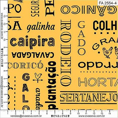 Tricoline estampado fazendinha fundo amarelo 50x150cm - Un