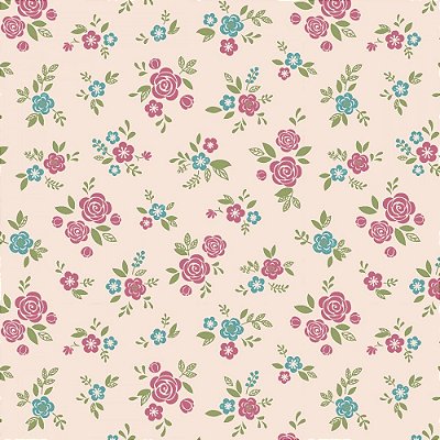 Tricoline mini rosinhas cor de rosa 50x150cm - Un