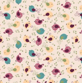 Tricoline passarinhos cantores rosa 50x150cm - Un