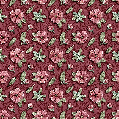 Tricoline digital mini flores vinho amizade verdadeira 50x150cm - Un