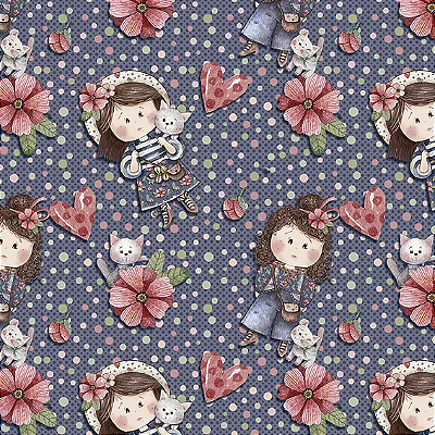 Tricoline digital bonecas marinho amizade verdadeira 50x150cm - Un