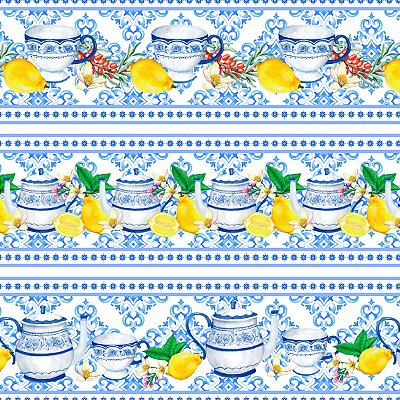 Tricoline digital faixas azulejo português 50x150cm - Un