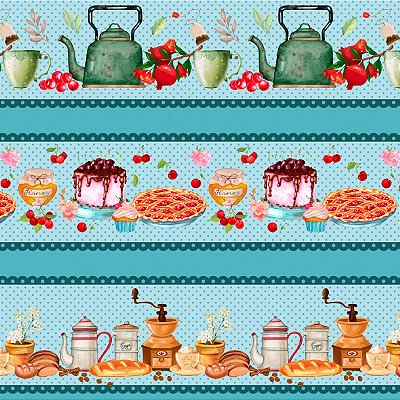 Tricoline dig. faixas cafeteria fundo tiffany 50x150cm - Un