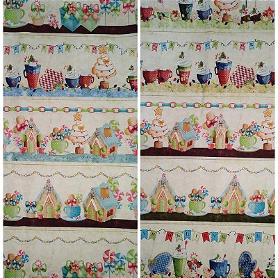 Tricoline digital faixas natal ginger 50x150cm - Un
