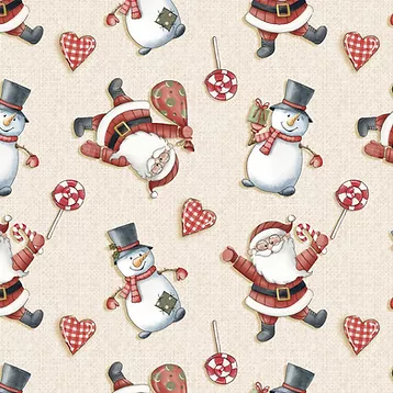 Tricoline digital noel e snow fundo bege 50x150cm - Un