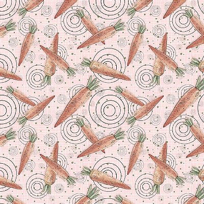 Tricoline digital mini cenouras fundo rosa 50x150cm - Un