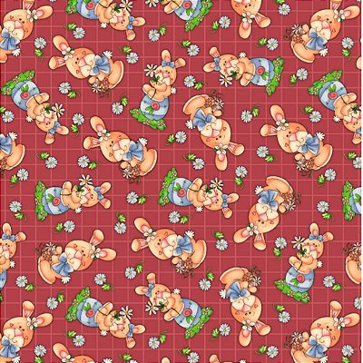 Tricoline digital coelhinhos com flor 50x150cm - Un