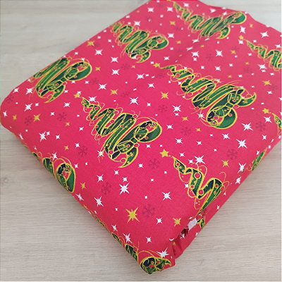 Tricoline estampado árvores fundo vermelho 50x150cm - Un