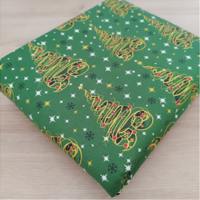 Tricoline estampado árvores fundo verde 50x150cm - Un