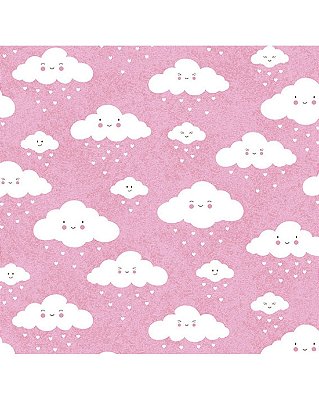 Tricoline estampado nuvem rosa 50x150cm - Un