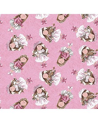 Tricoline estampado gigi rosa 50x150cm - Un