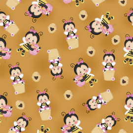 Tricoline digital abelhinhas caramelo 50x150cm - Un