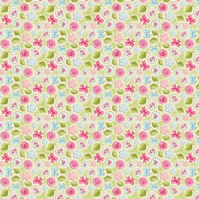 Tricoline digital cookies flores fundo verde 50x150cm - Un