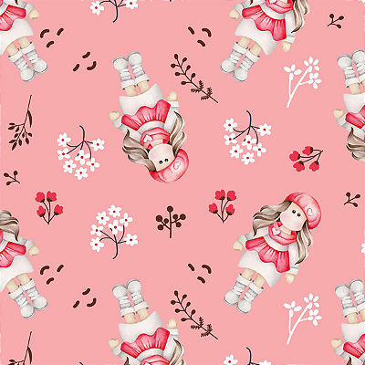 Tricoline bonecas fundo rosa bebê 50x150cm - Un